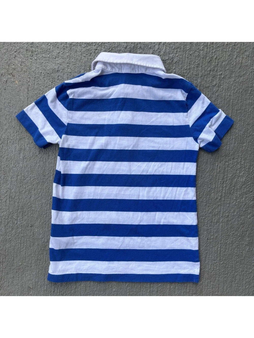 Vintage Polo Ralph Lauren KIDS Blue & White Stripe Button Collar Size 6